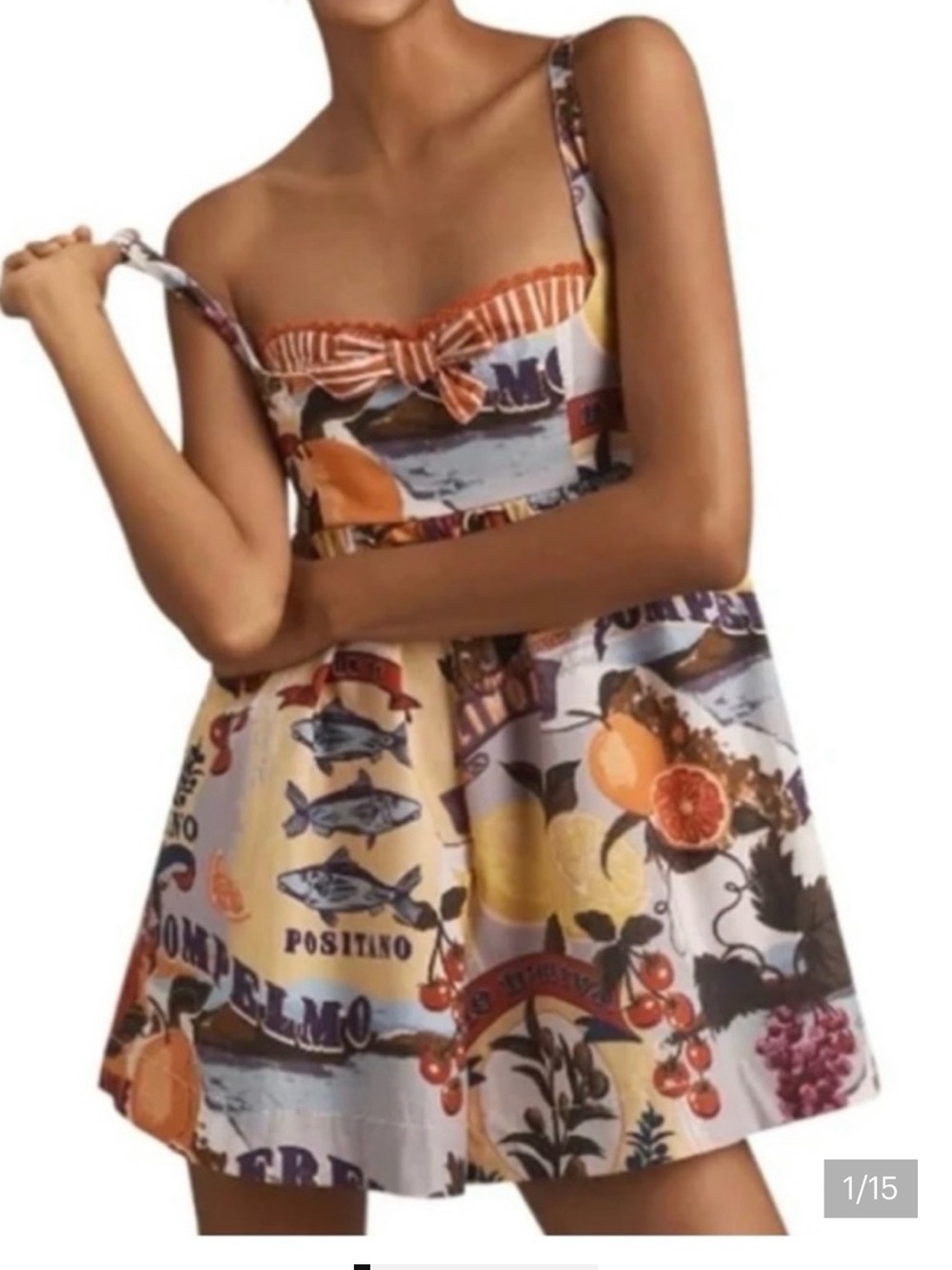 Christian Lacroix sardine Italy layered Anthropologie bustier cotton romper S